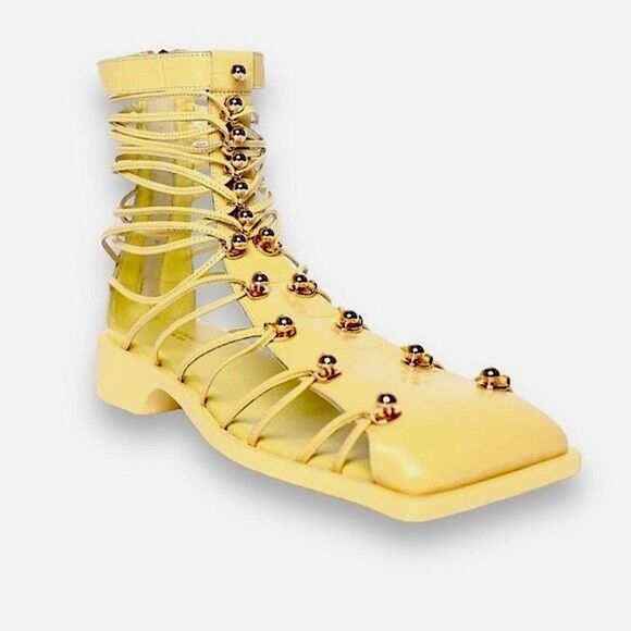 VHNY Vivienne Hu Lemon Studded Leather Straps Ankle Boots 7 - Picture 6 of 16